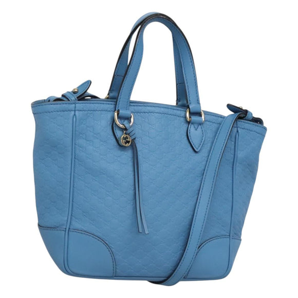 GUCCI Micro GG Canvas Guccissima Bag Leather Outlet Blue Gold 448241 Auth BA2347