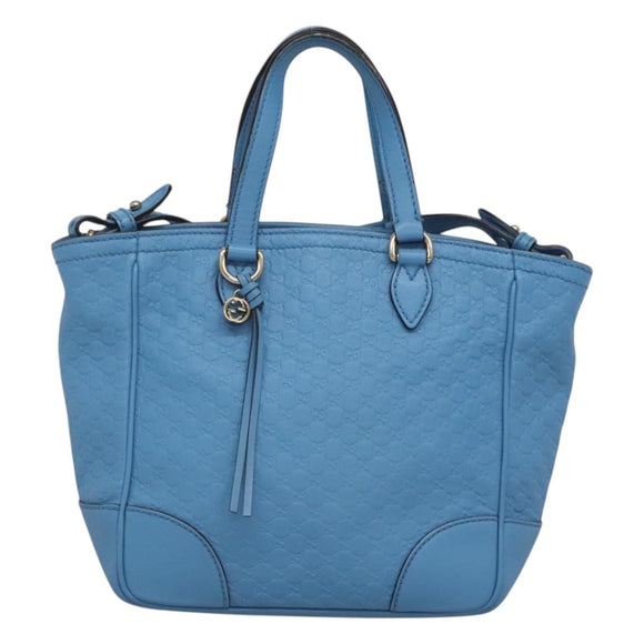 GUCCI Micro GG Canvas Guccissima Bag Leather Outlet Blue Gold 448241 Auth BA2347