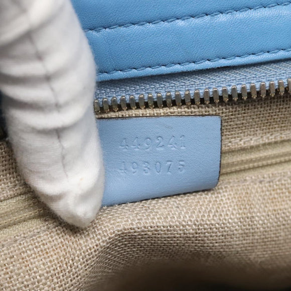 GUCCI Micro GG Canvas Guccissima Bag Leather Outlet Blue Gold 448241 Auth BA2347