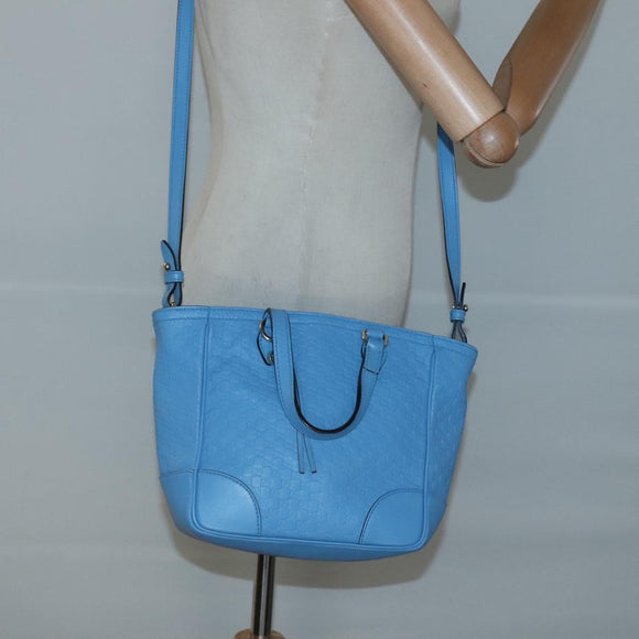 GUCCI Micro GG Canvas Guccissima Bag Leather Outlet Blue Gold 448241 Auth BA2347
