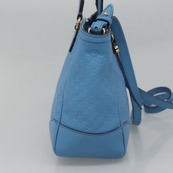 GUCCI Micro GG Canvas Guccissima Bag Leather Outlet Blue Gold 448241 Auth BA2347