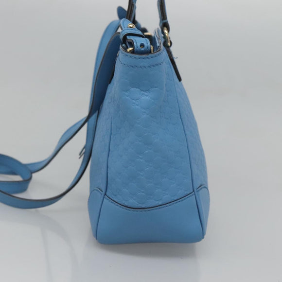 GUCCI Micro GG Canvas Guccissima Bag Leather Outlet Blue Gold 448241 Auth BA2347