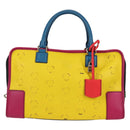 LOEWE Anagram Amazona 36 Hand Bag Leather Yellow Gold Auth BA2348M-13