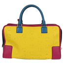 LOEWE Anagram Amazona 36 Hand Bag Leather Yellow Gold Auth BA2348M-2