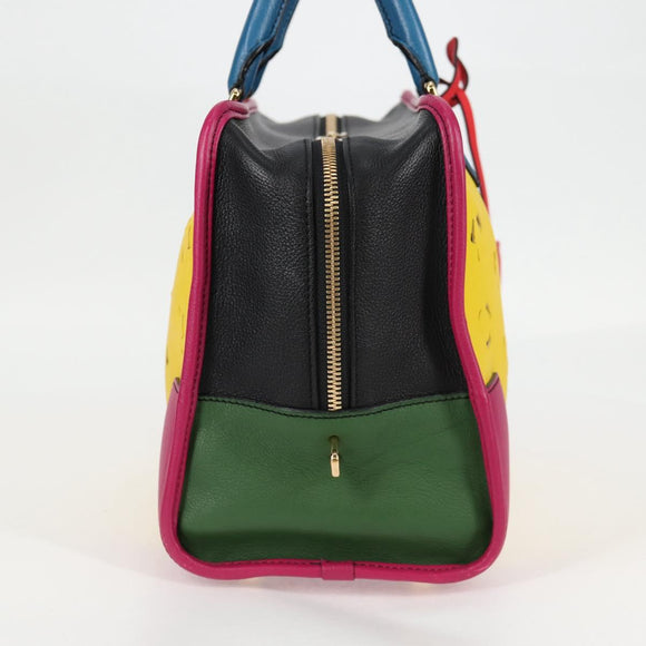 LOEWE Anagram Amazona 36 Hand Bag Leather Yellow Gold Auth BA2348M