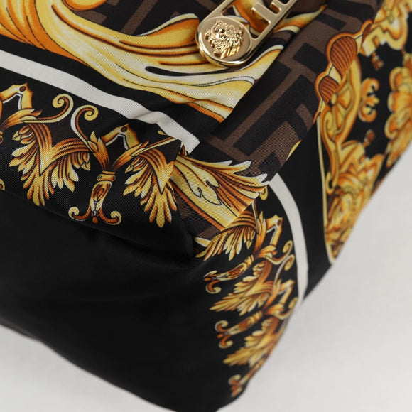 FENDI Zucca Canvas FENDACE Versace Collaboration Backpack Black Auth BA2349SAM