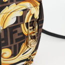 FENDI Zucca Canvas FENDACE Versace Collaboration Backpack Black Auth BA2349SAM-20