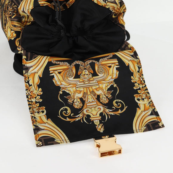 FENDI Zucca Canvas FENDACE Versace Collaboration Backpack Black Auth BA2349A