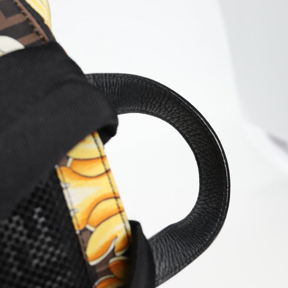 FENDI Zucca Canvas FENDACE Versace Collaboration Backpack Black Auth BA2349A