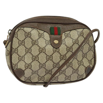 GUCCI GG Supreme Web Sherry Line Bag PVC Beige Gold Red 89 02 066 Auth BA2391