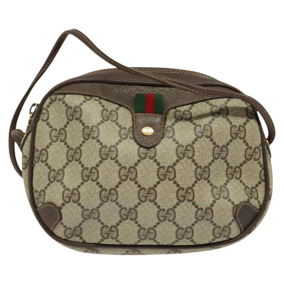 GUCCI GG Supreme Web Sherry Line Bag PVC Beige Gold Red 89 02 066 Auth BA2391