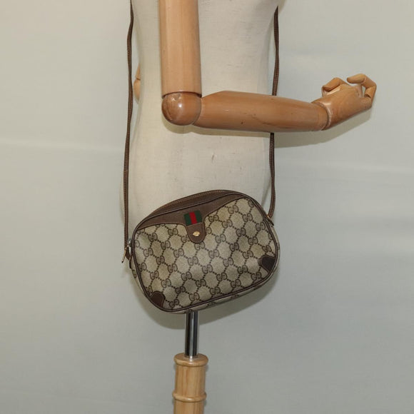 GUCCI GG Supreme Web Sherry Line Bag PVC Beige Gold Red 89 02 066 Auth BA2391