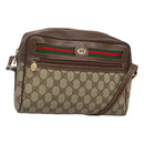 GUCCI GG Supreme Web Sherry Line Bag PVC Beige Gold Red 56 02 088 Auth BA2392-1