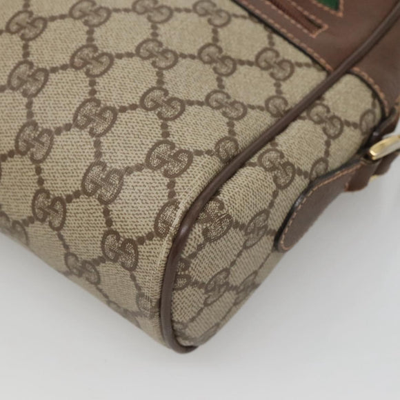 GUCCI GG Supreme Web Sherry Line Bag PVC Beige Gold Red 56 02 088 Auth BA2392