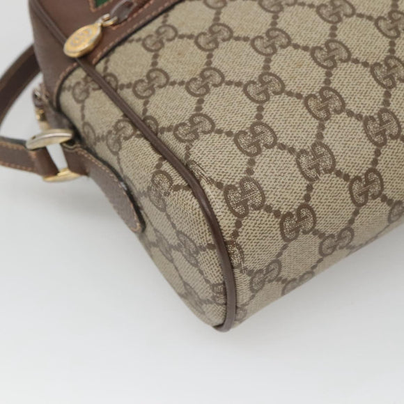 GUCCI GG Supreme Web Sherry Line Bag PVC Beige Gold Red 56 02 088 Auth BA2392