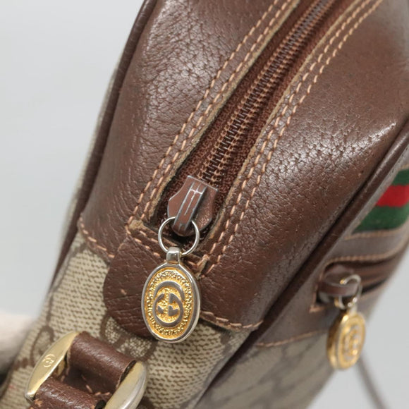 GUCCI GG Supreme Web Sherry Line Bag PVC Beige Gold Red 56 02 088 Auth BA2392