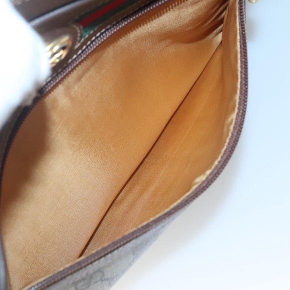 GUCCI GG Supreme Web Sherry Line Bag PVC Beige Gold Red 56 02 088 Auth BA2392