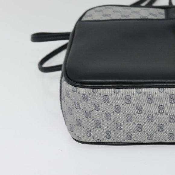 GUCCI Micro GG Supreme Shoulder Bag PVC Navy Gold Auth BA2395