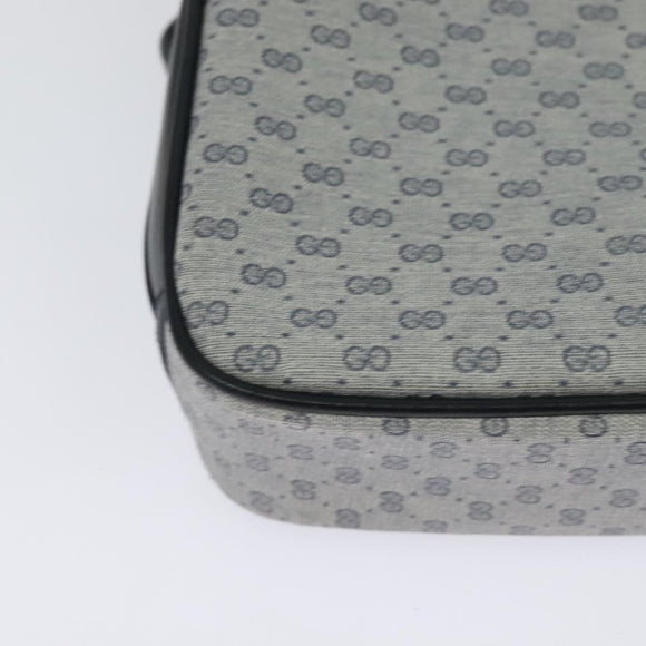 GUCCI Micro GG Supreme Shoulder Bag PVC Navy Gold Auth BA2395