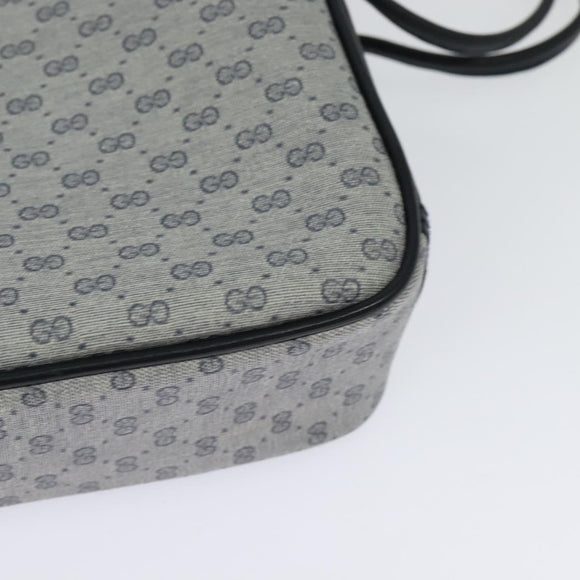 GUCCI Micro GG Supreme Shoulder Bag PVC Navy Gold Auth BA2395