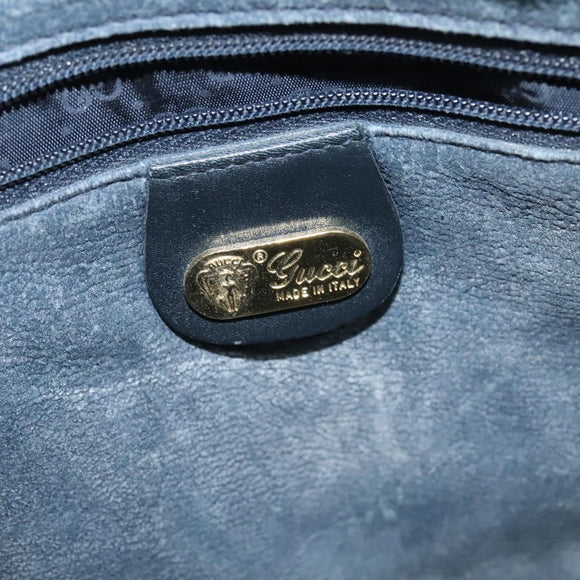 GUCCI Micro GG Supreme Shoulder Bag PVC Navy Gold Auth BA2395