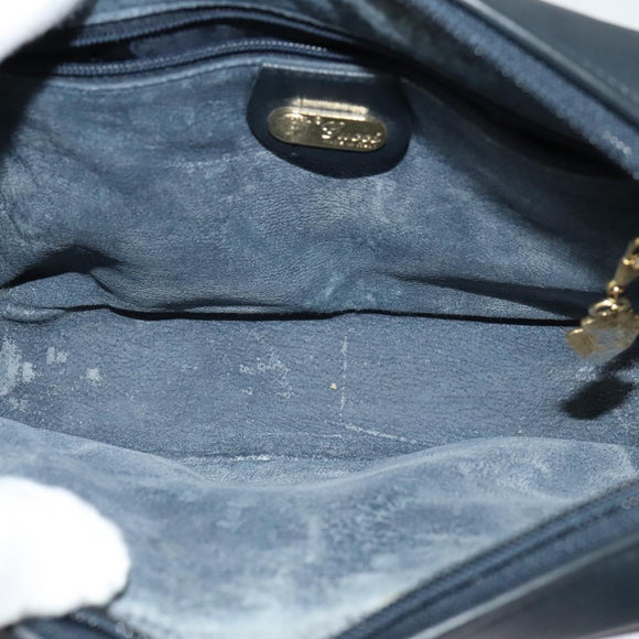 GUCCI Micro GG Supreme Shoulder Bag PVC Navy Gold Auth BA2395