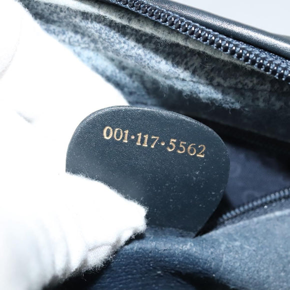 GUCCI Micro GG Supreme Shoulder Bag PVC Navy Gold Auth BA2395