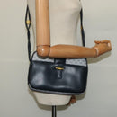GUCCI Micro GG Supreme Shoulder Bag PVC Navy Gold Auth BA2395-21