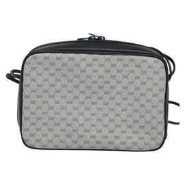 GUCCI Micro GG Supreme Shoulder Bag PVC Navy Gold Auth BA2395 - 0