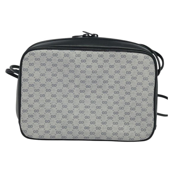 GUCCI Micro GG Supreme Shoulder Bag PVC Navy Gold Auth BA2395