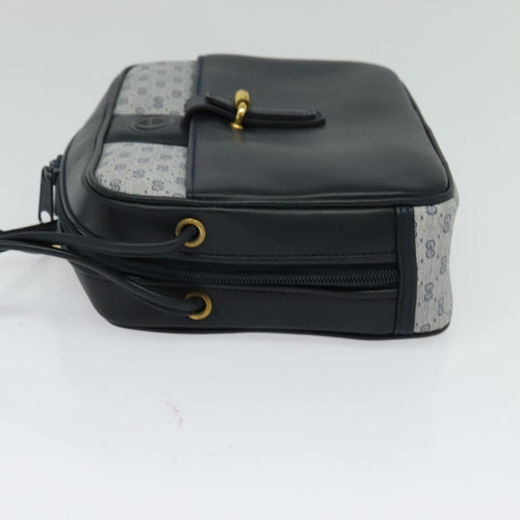 GUCCI Micro GG Supreme Shoulder Bag PVC Navy Gold Auth BA2395