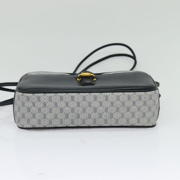 GUCCI Micro GG Supreme Shoulder Bag PVC Navy Gold Auth BA2395