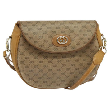 GUCCI Micro GG Supreme Shoulder Bag PVC Beige Gold Auth BA2397