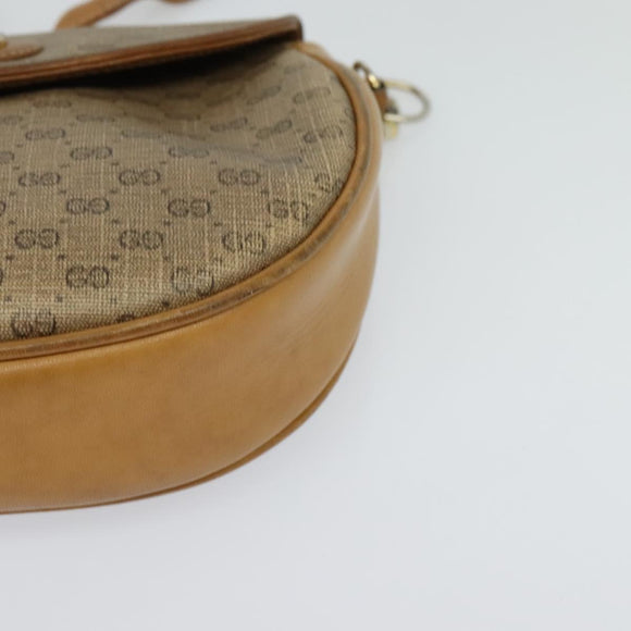 GUCCI Micro GG Supreme Shoulder Bag PVC Beige Gold Auth BA2397