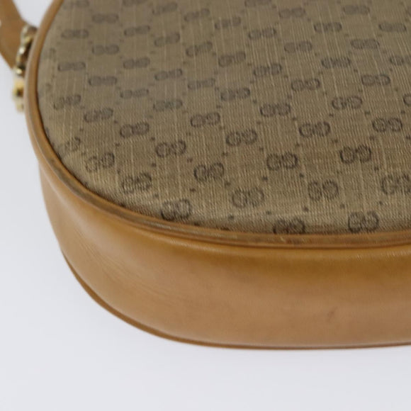 GUCCI Micro GG Supreme Shoulder Bag PVC Beige Gold Auth BA2397
