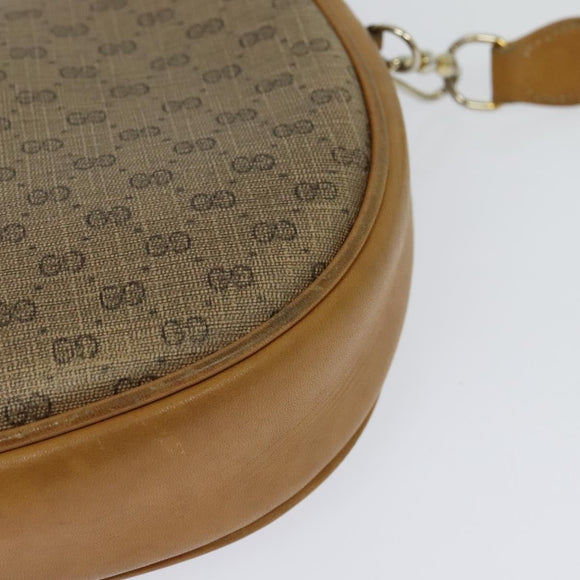 GUCCI Micro GG Supreme Shoulder Bag PVC Beige Gold Auth BA2397