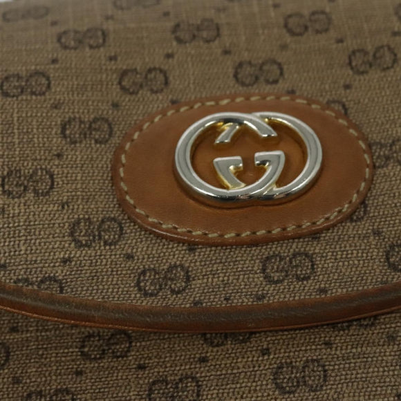 GUCCI Micro GG Supreme Shoulder Bag PVC Beige Gold Auth BA2397
