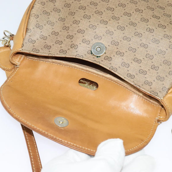 GUCCI Micro GG Supreme Shoulder Bag PVC Beige Gold Auth BA2397