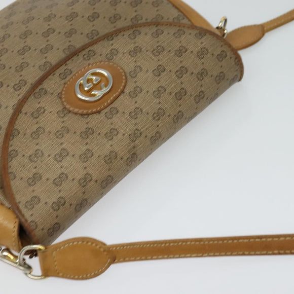 GUCCI Micro GG Supreme Shoulder Bag PVC Beige Gold Auth BA2397