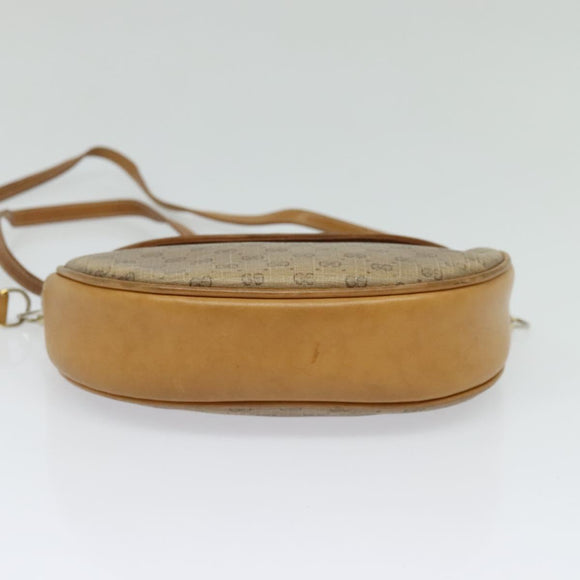 GUCCI Micro GG Supreme Shoulder Bag PVC Beige Gold Auth BA2397