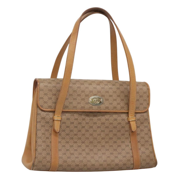 GUCCI Micro GG Supreme Hand Bag PVC Beige Gold 000 46 4857 Auth BA2398