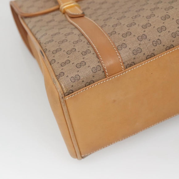 GUCCI Micro GG Supreme Hand Bag PVC Beige Gold 000 46 4857 Auth BA2398