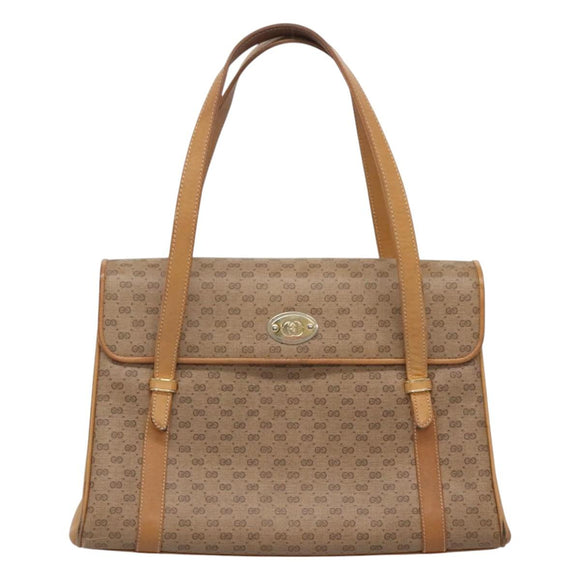 GUCCI Micro GG Supreme Hand Bag PVC Beige Gold 000 46 4857 Auth BA2398