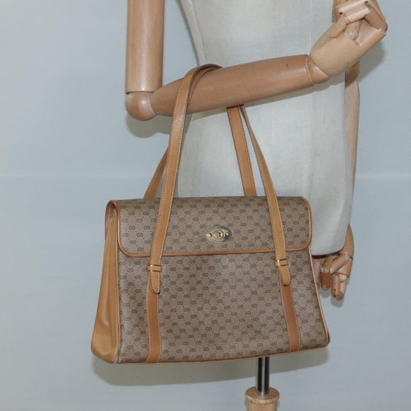 GUCCI Micro GG Supreme Hand Bag PVC Beige Gold 000 46 4857 Auth BA2398