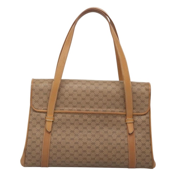 GUCCI Micro GG Supreme Hand Bag PVC Beige Gold 000 46 4857 Auth BA2398