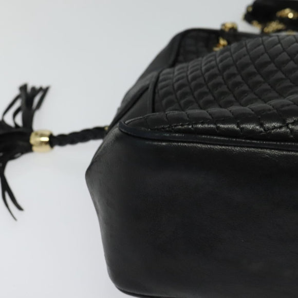 BALLY Chain Shoulder Bag Leather Black Auth BA240