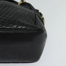 BALLY Chain Shoulder Bag Leather Black Auth BA240-14