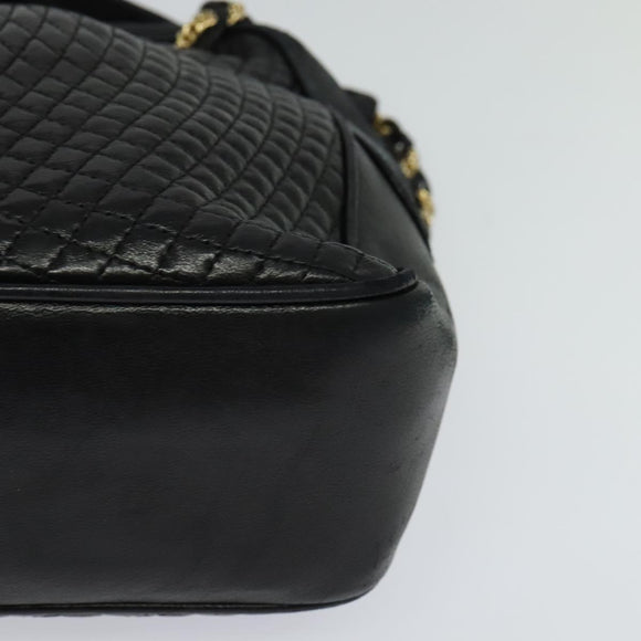 BALLY Chain Shoulder Bag Leather Black Auth BA240