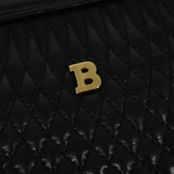 BALLY Chain Shoulder Bag Leather Black Auth BA240