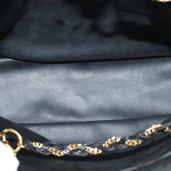 BALLY Chain Shoulder Bag Leather Black Auth BA240